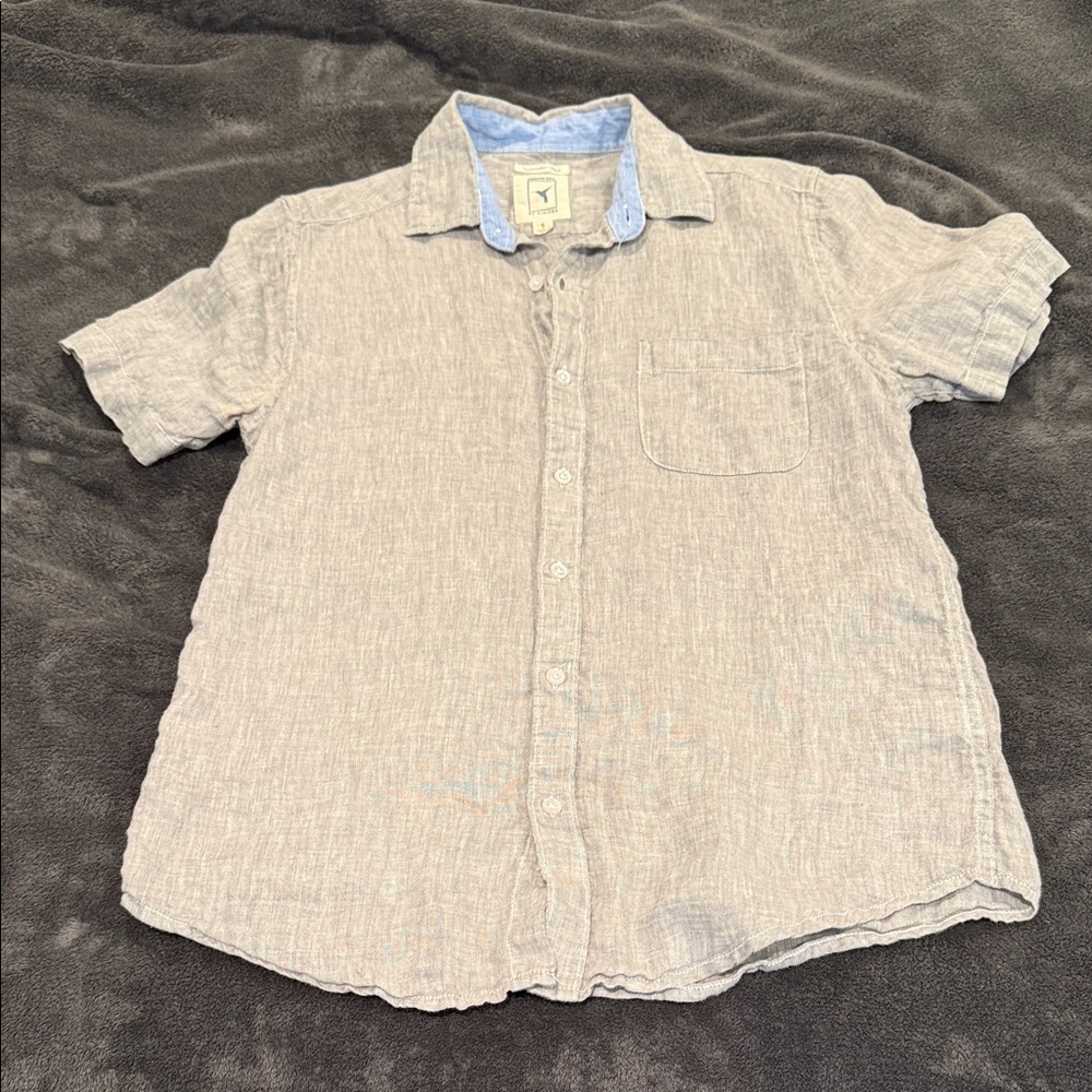 Men's Casual Tan Short Sleeve Shirt